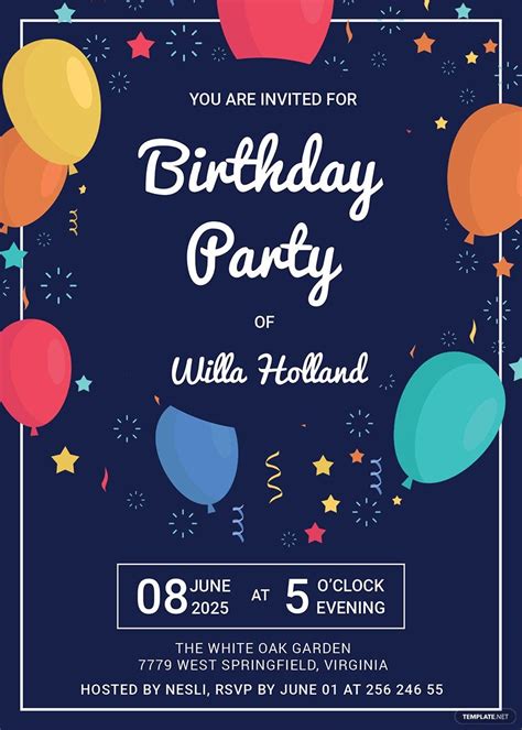 Birthday Party Invitation Template In Word Free Download Template Net