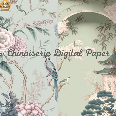 8 Colourful Chinoiserie Paper Chinoiserie Art Chinoiserie Etsy Uk