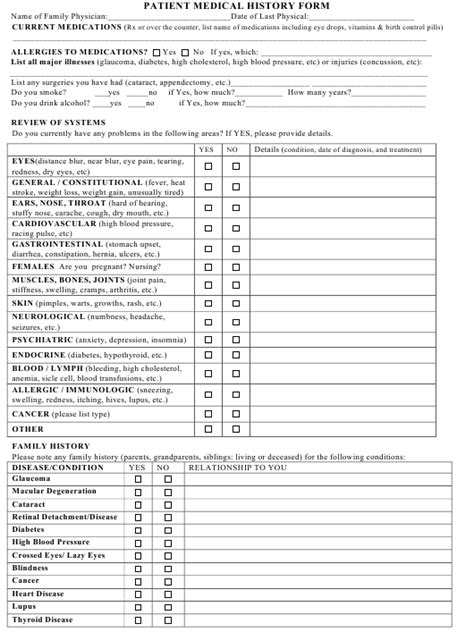 Patient Medical History Form Download Printable Pdf Templateroller