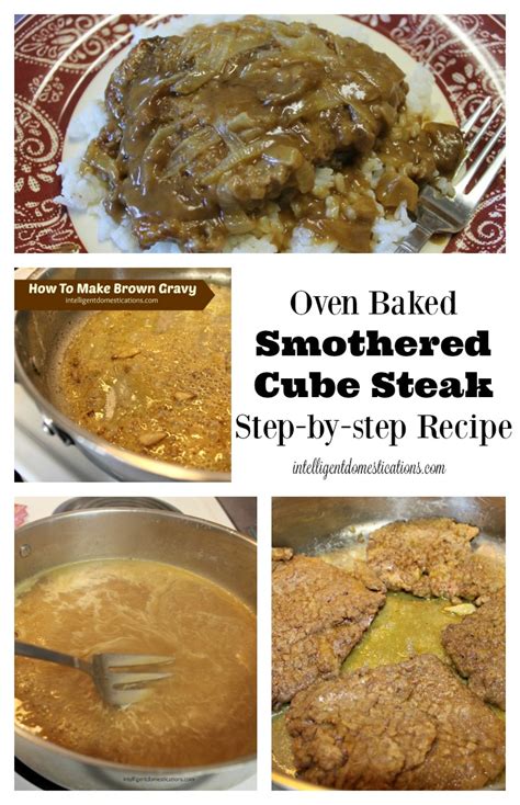 Baked cube steak with a crispy buttery crust that is full of flavor. Oven Baked Smothered Cube Steak | Intelligent Domestications