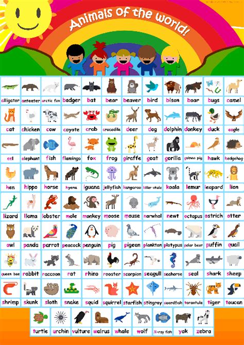 100 Animal Flashcards Free Animals Phonics Poster Artofit