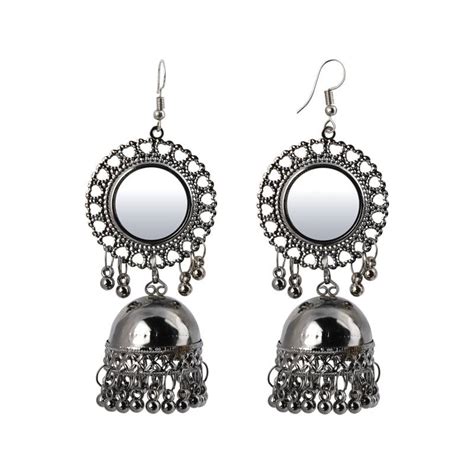 Trendy Silver Mirror Jhumki With Small Danglers Earrings For Women Silver Shine 3206671