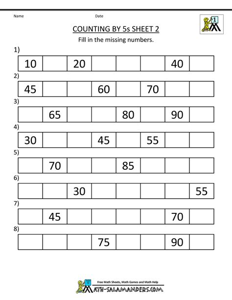 Counting By 5s Worksheet