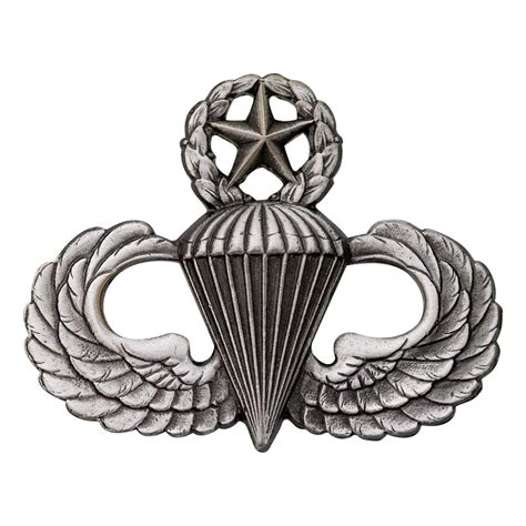 Army Regulation Size Silver Oxidized Master Parachute Badge Vanguard