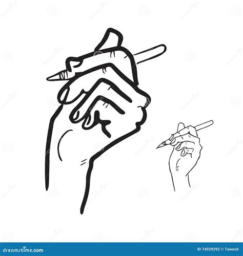 Hand Holding Pen Stock Vector Illustration Of Paper 74939292