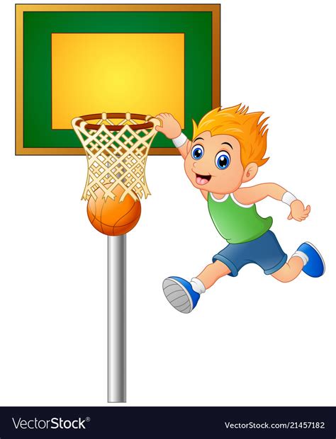 Cartoon Boy Playing Basketball Royalty Free Vector Image