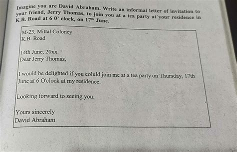 Invitation Letters Class 12 | Onvacationswall.com