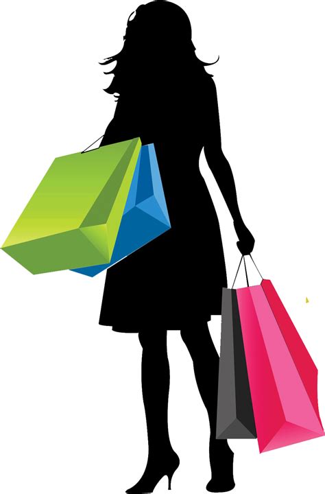 Silhouette Girl Shopping Vector Transparent Png Png Mart