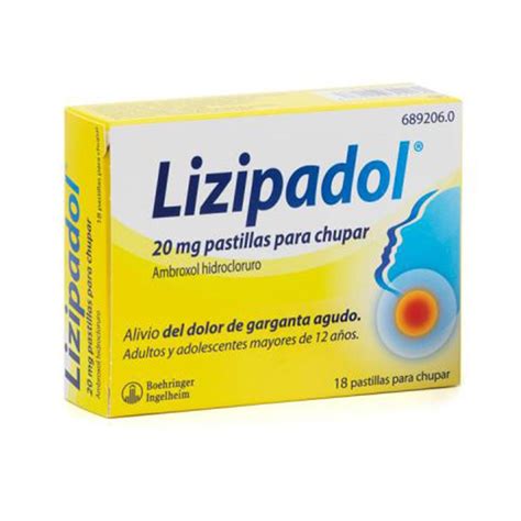 Lizipadol 20mg Alivio Dolor Garganta Agudo 18 Comprimidos