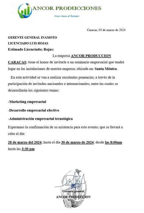 Ejemplo De Carta De Invitacion A Chile Modelo De Informe Images And