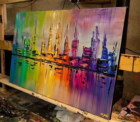 Cityscape Painting Original Abstract Acrylic Painting On Etsy Israel