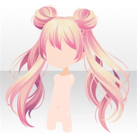 Hairstyle Magical Twin Horn Buns Hair Vera Pink Chibi Hair Manga