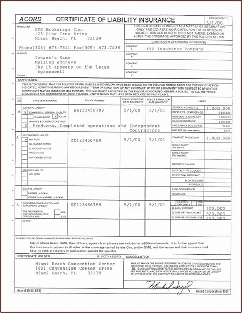Free Fillable Acord Form Printable Forms Free Online