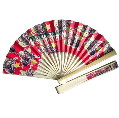 Paper Folding Fan With Solid Handle Custom Printed On Both Sides