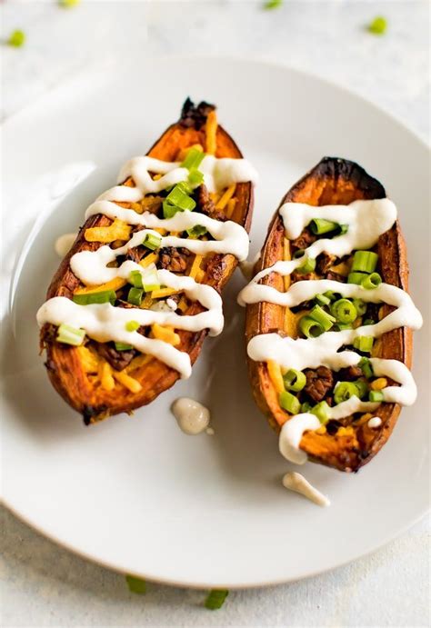 Healthy Sweet Potato Skins With Cashew Sour Cream Dairy Free Cheese