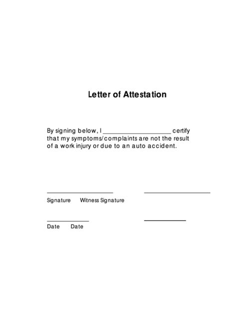 Letter Of Attestation Printable Pdf Download