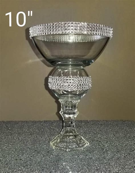 glass pedestal vases with or without rhinestones wedding etsy wedding vase centerpieces