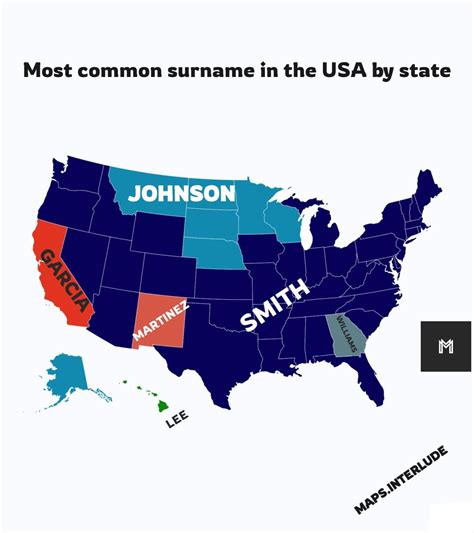 Most Common Surnames In The United States Maps On The Web