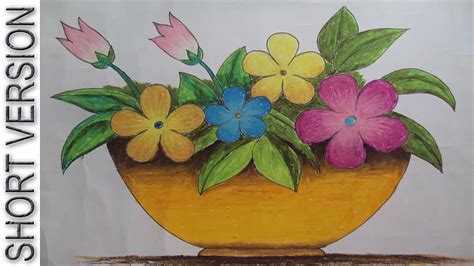 Discover an easy way to make a real flower using arteza #watercolour pencils. How to Draw a Flower Vase with Oil Pastel [Short Version ...