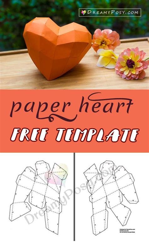 Free Template To Make Paper 3d Heart For Your Valentine Artofit