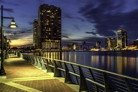 Jacksonville Florida Main St Bridge At Sunset Editorial Stock Image