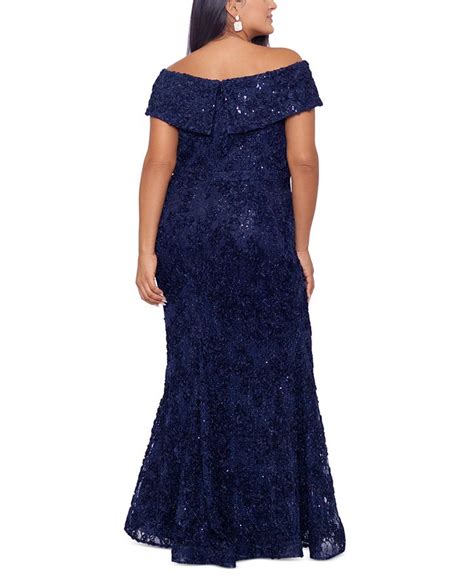 Xscape Plus Size Embellished Lace Off The Shoulder Gown Macy S