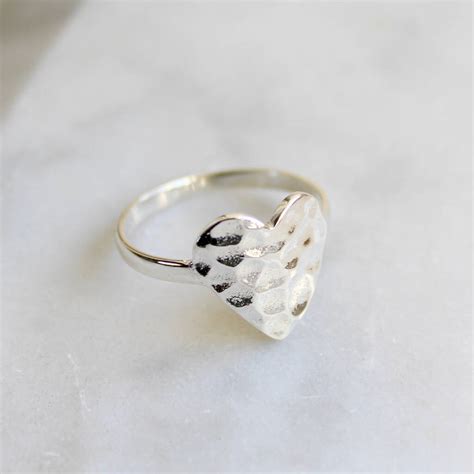 Hammered Heart Ring Sterling Silver By Lime Tree Design