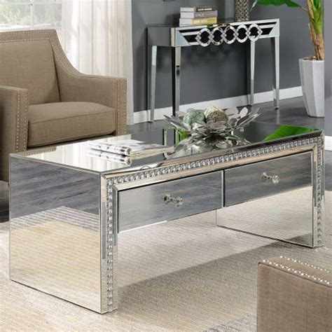 Make the most of your mirrored coffee table and use it in combination with a patterned area rug. Loughton Mirror Coffee Table | Mirror Coffee Table ...