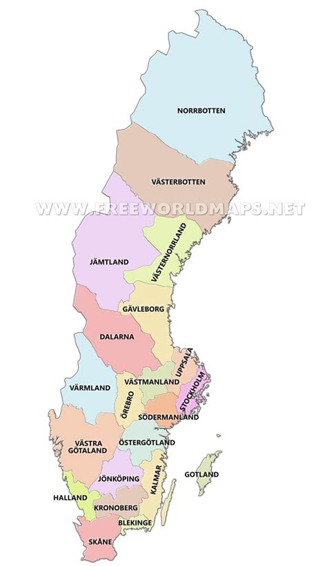 The lakes are sometimes used for water power plants, especially the large northern rivers and lakes. Sweden Political Map