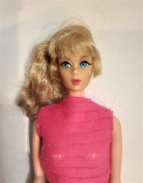 Vintage 1968 Talking Barbie In Original Pink Knit Top And Shorts Doll Is Mute Etsy