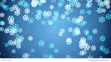 Blue Glowing Snowflakes Falling Loop Background Stock