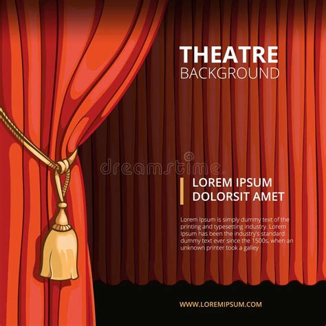 Theater Stage With A Red Curtain Vintage Vector Vector Illustration