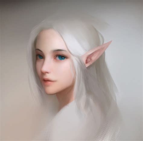 White Hair Female Elf By V Wei Weibo Female Elf Elf Art Elves Fantasy