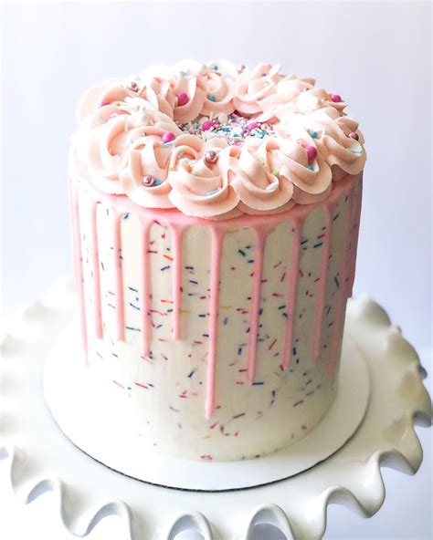 Sometimes All A Cake Needs Is A Pink Drip And Some Sprinkleslots Of Sprinkles 💖💖💖 I Tried A
