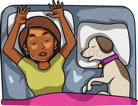 Black Woman Sleeping Next To Dog Cartoon Vector Clipart Friendlystock