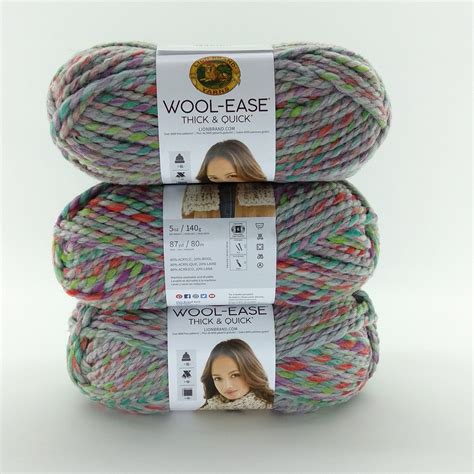 Pack Of 3 Lion Brand Wool Ease Thick And Quick 140 G Knitting Yarn Super
