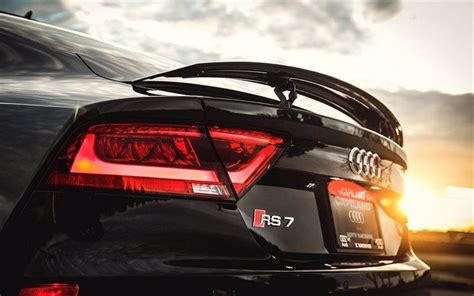 Download Wallpapers Sunset Audi Rs7 Sportback Black Rs7 Close Up