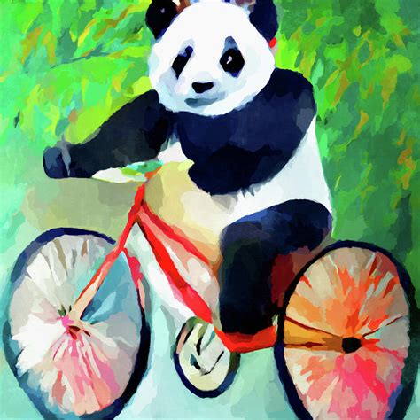 Panda Riding A Bicycle Painting By Chris Butler Fine Art America