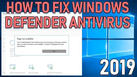 How To Fix Windows Defender Antivirus In Windows 10 2019 Guide Youtube