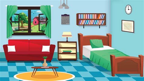 Room Interior Background Illustration Bedroom Cartoon Living Room