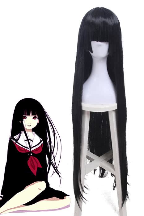 Hell Girl Ai Enma Long Noir Hétéro Net Bang Cosplay Perruques Cosplay Costume Boutique Online