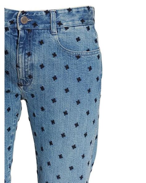 Stella Mccartney Skinny Boyfriend Embroidered Denim Jeans In Blue Lyst