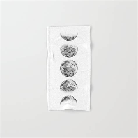 Pencil Drawing Moon Phases White Background Hand And Bath Towel By