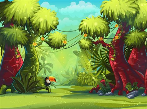 Cartoon Jungle Backgrounds Laeacco Artistic Cartoon Jungle Rainforest