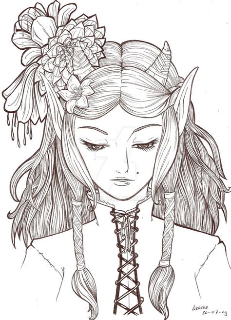 Elf Lineart By Liedeke On Deviantart