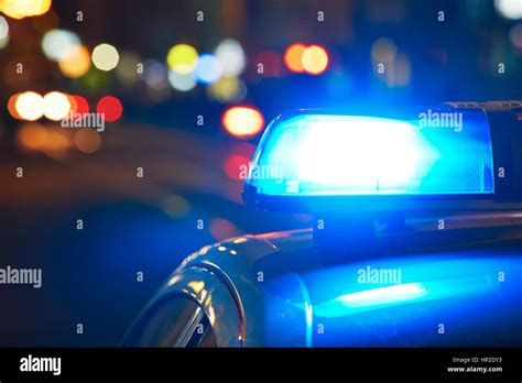Police Car On The Street At Night Stock Photo Alamy