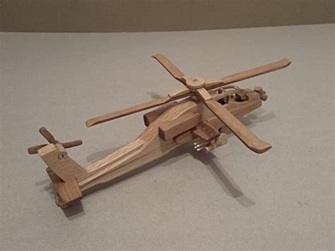 Wooden Toy Helicopter Ah 64 Apache Collectible Etsy