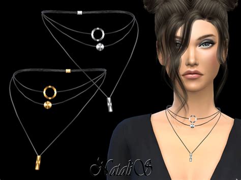 The Sims Resource Necklace With Geometric Pendants By Natalis • Sims 4