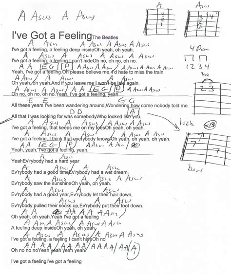 Ive Got A Feeling The Beatles Guitar Chord Chart Lyrics And Chords