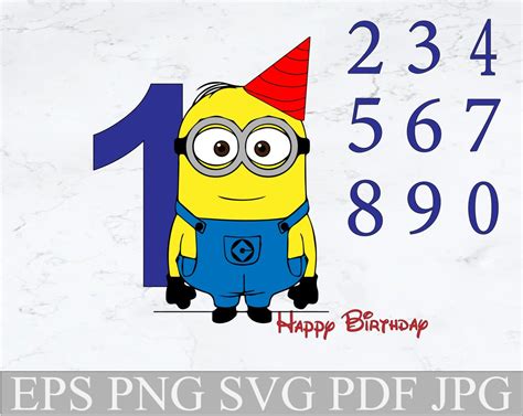 1 10 Numbers Svgnumbers Minions Svg Birthday Number Etsy